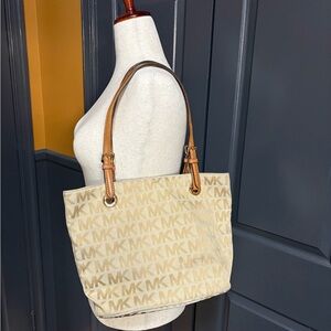 Michael Kors Jet Setter Beige and Brown Logo Tote